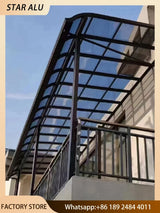 Curved Aluminum Awning with Polycarbonate Roof UV Protection Sun Shelter for Patio Entrance Villa