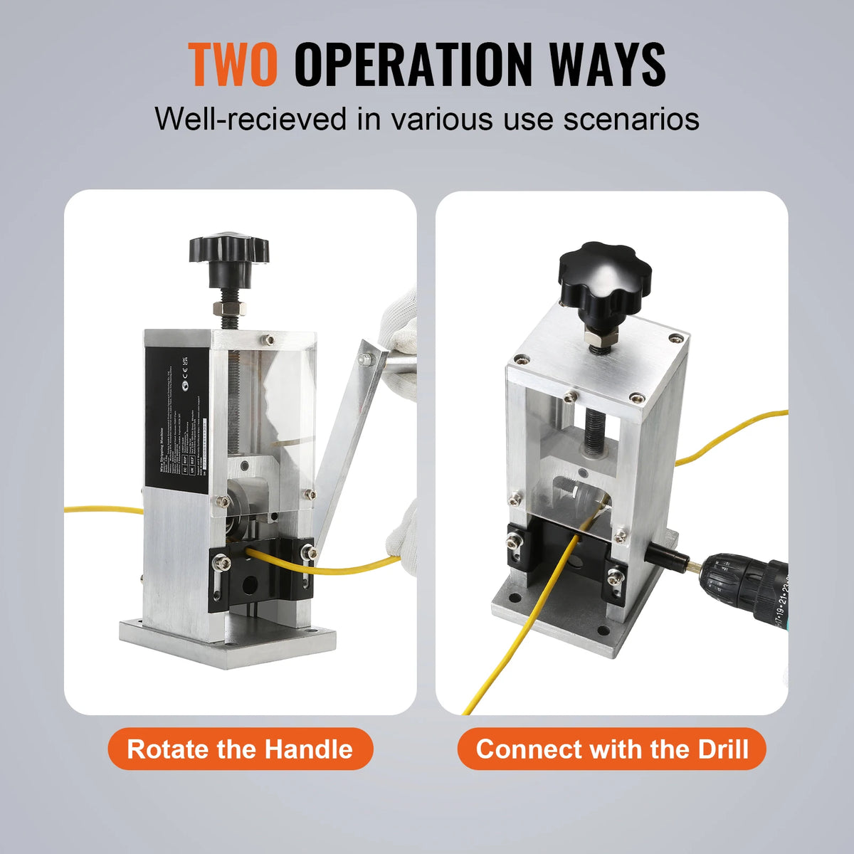 SucceBuy Manual Wire Stripping Machine Portable Aluminum Frame 1.5-25mm 1.5-40mm Wire Peeler for Cable Scrap Copper Recycling