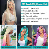 13x4 13x6 HD Transparent Full Lace Frontal Wigs 613 Blonde Colored