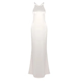 VC 2026 Sexy Backless Satin Maxi Dress For Women Spaghetti Strap Crystal Back Evening Dress Elegant Bodycon Party Slim Fit Dress