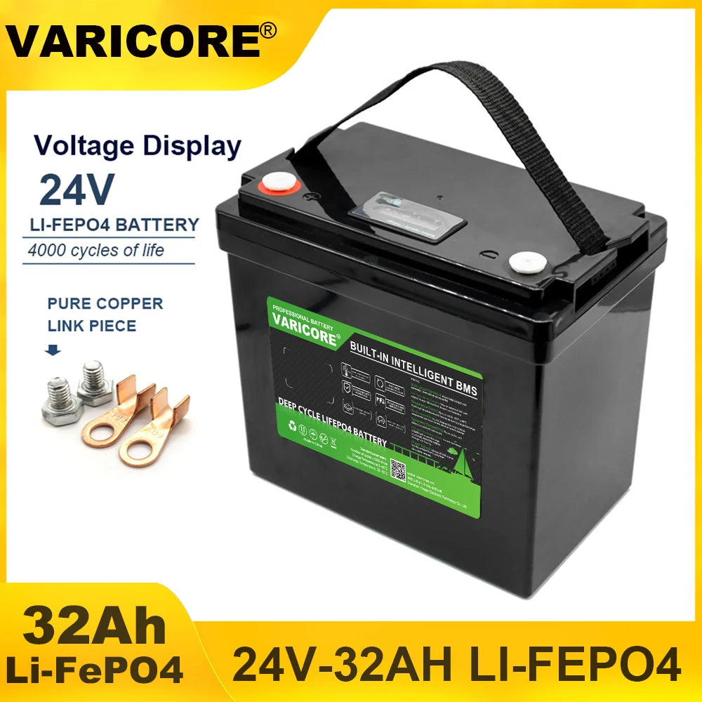 VariCore 24V 100AH 32ah 8s LiFePO4 Battery Lithium Iron Phosphate for 25.6v 29.2V Golf Cart Car Lighter Campervan Batteries