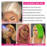 613 Straight 13x4 13x6 Lace Front Human Hair Bob Wig Pre Plucked Baby Hair 613 Blonde Short Bob Wig Remy Human Hair For Women