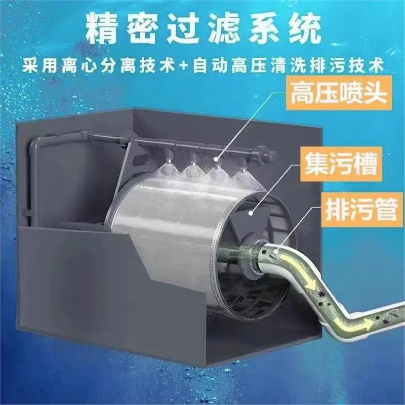 Aquaculture Drum Micro Filter Intelligent Backwash Circulation Filtration System Koi Pond Fish Fecal Separation Filter