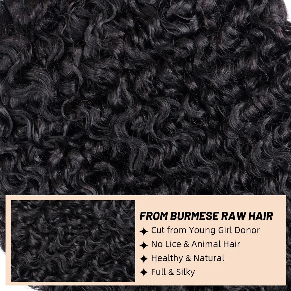 32Inch Burmese Curly Bundles Human Hair Bundles Raw Unprocessed Weaving Human Hair Extensions Deep Wave 1/3/4 Bundles