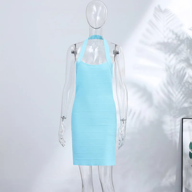 Sexy Bandage U Neck Tank Dresses Women's Slim Ribbed Knit Spaghetti Strap Bodycon Dress 2026 New Ladies Summer Slim Clubwear