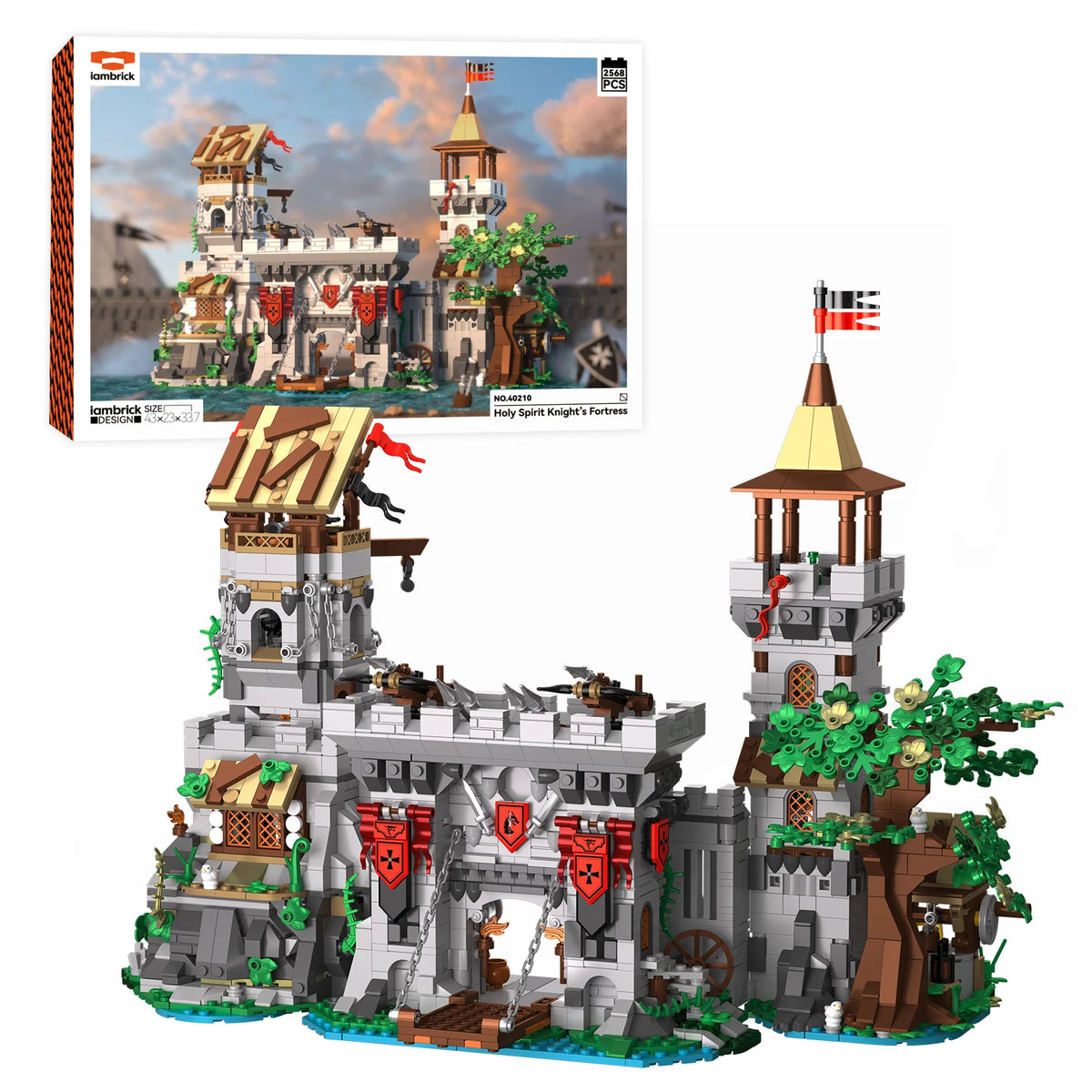 2568PCS Medieval Knight's Fortress Building Blocks Street View MOC Bricks Model Toys Sets Assembly Ornament Ideal Holiday Gifts