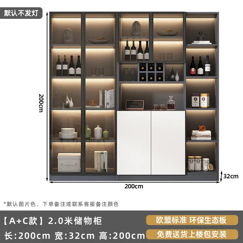 Customized sideboards, high cabinets, light luxury, modern living room storage cabinets, wine cabinets, integrated wall-walled