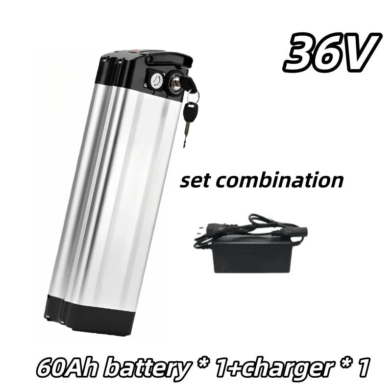 Universal 36V 15AH-60AH Silver Fish 18650 lithium-ion battery,Folding Bike Battery , built-in BMS
