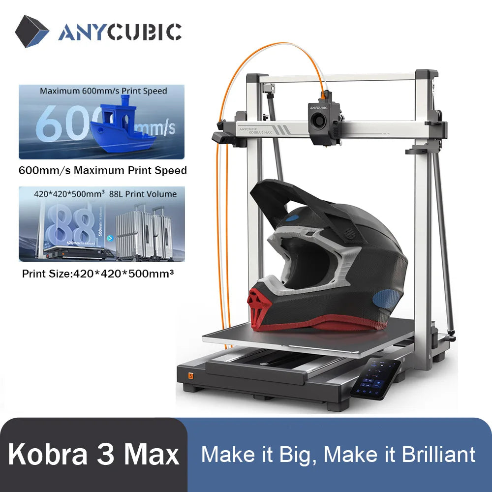 ANYCUBIC Kobra 3 Max 3D Printer with Up to 600mm/s Print Speed Massive Build Volume 500*420*420mm Smart APP Control 3D Printer