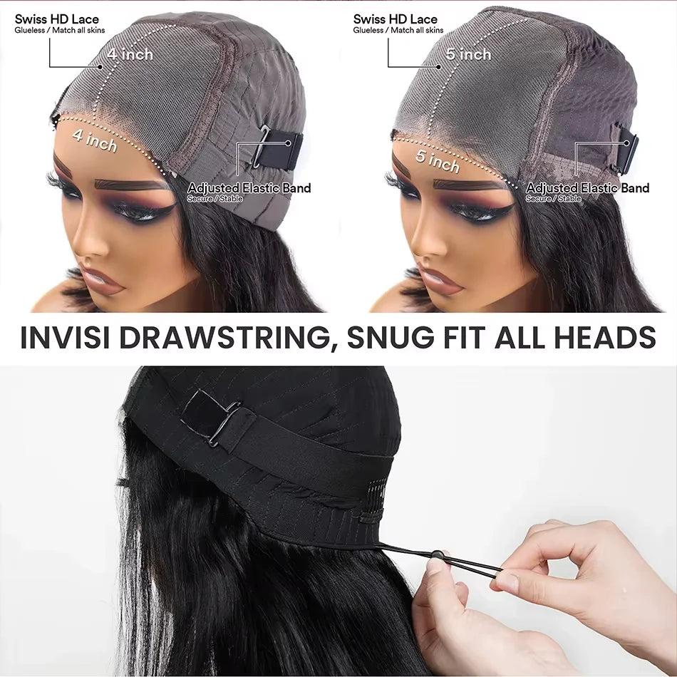 4x4 5x5 HD Lace Frontal Glueless Wig Human Hair 30 40 Inch Straight Human Hair Wig Pre Plucked Straight HD Lace Frontal Wig 13x6