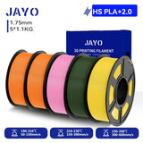 JAYO 3D PETG/PLA/PLA PLUS Filament 1.75mm PLA Filament 5 Rolls For Bambu FDM 3D Printer Neatly Wound 3D Printing Material for 3d