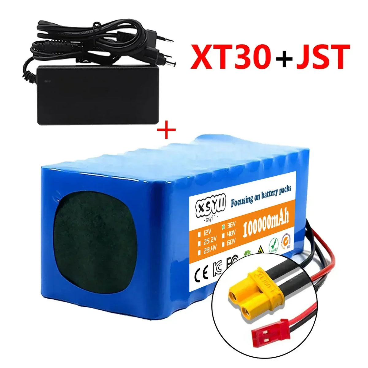 36V 42V 10S4P 100Ah 18650 High-Capacity Power 42V 750W Lithium Battery Pack for Electric Car Bicycle Scooter Belt 30A BMS