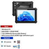 Industrial Tablet Windows 11 Wifi Bluetooth RJ45 HDMI 2D Scanner 5000mAh Large Battery Optional UHF Fingerprint Rugged Tablet