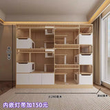 Cat villa solid wood pet store display cabinet house luxury foster breeding cat delivery room cattery custom