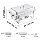 SucceBuy 8 Qt 4/6 Pack Chafing Dish Buffet Set Stainless Steel Chafer Rectangle Catering Warmer Server W/Lid Water Pan for Party