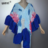 WINYI Summer Pleated Elastic Irregular Dress for Woman Beach Cover Up Abaya Dubai Luxury Party Dresses Boho Evening Dress Luxury