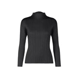 LANMREM 2025 New Long Sleeved Women's Pleated T-shirt Base Solid Color Stand Collar Slim Fit Long Pullover Tops Chic 2DB2996