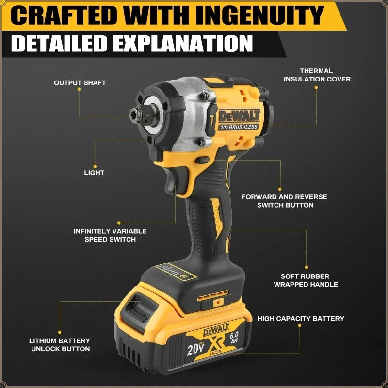 Dewalt DCF921 Cordless 1/2 inch Impact Wrench Brushless Variable Speed Charging Wrench For Dewalt Battery Power Tool