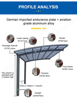 Modern Aluminum Carport Single L-shape Customized Outdoor Garden Parking Shelter for Driveway Yard Garden Canopy Tent