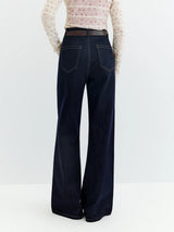 FSLE Slim Denim Jeans for Women New Autumn 2026 Style Mid-waisted Zipper Flared Pants Cotton Retro Solid Chic Streetwear