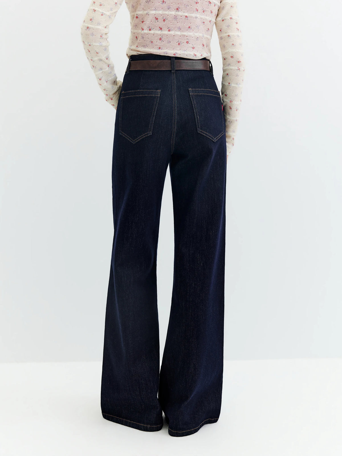 FSLE Slim Denim Jeans for Women New Autumn 2026 Style Mid-waisted Zipper Flared Pants Cotton Retro Solid Chic Streetwear