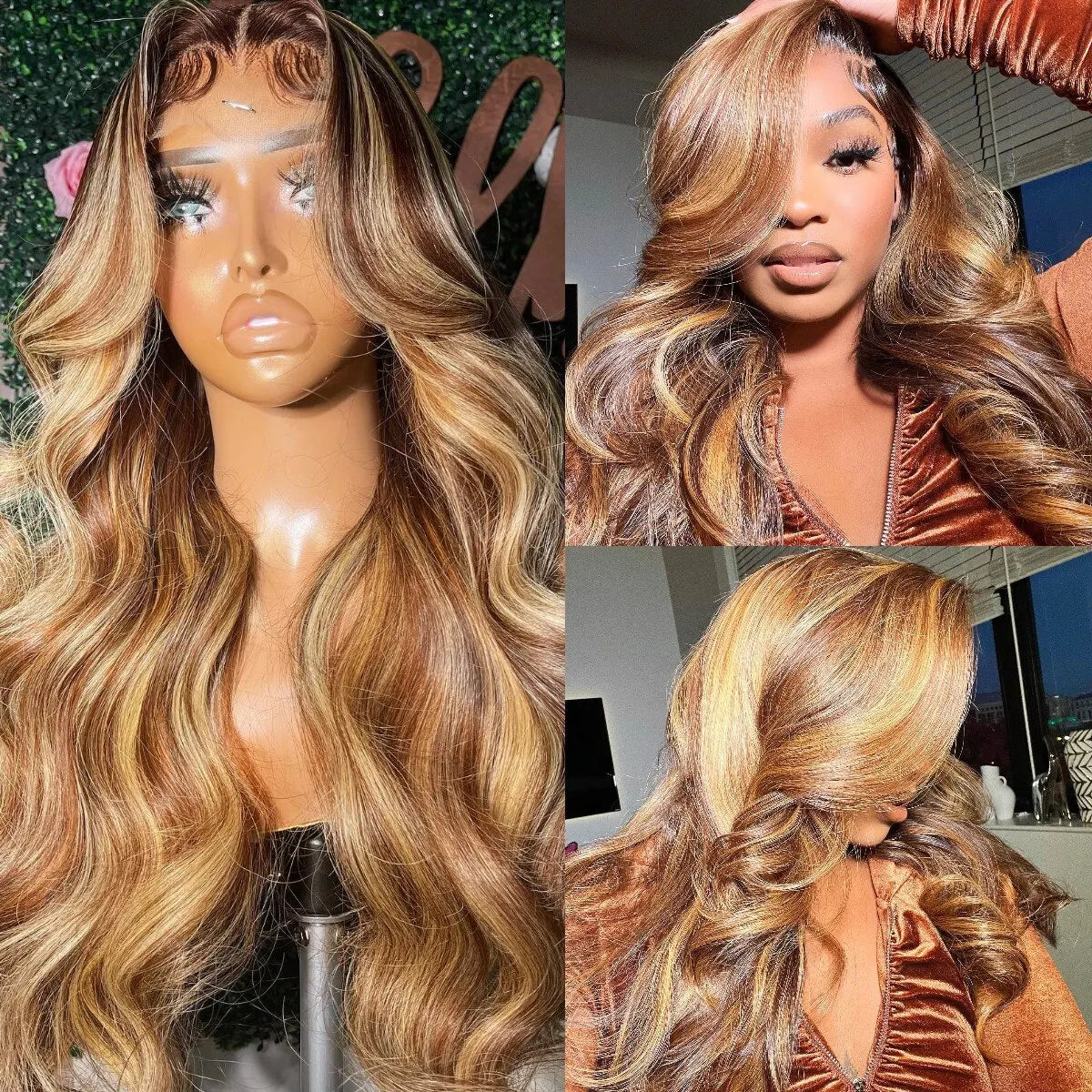 Highlight Wig 100% Human Hair 13x6 Hd Lace Frontal Wig Honey Blonde Lace