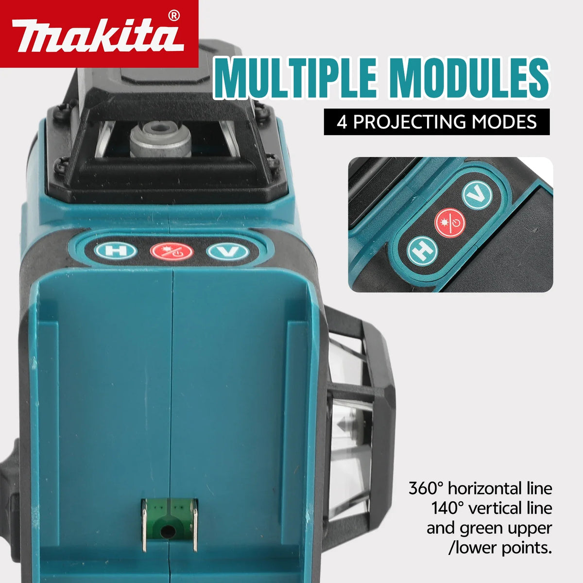 Makita High-Precision 16-Line 360 Horizontal Vertical Cross Level Green Light Laser High-Precision Wall-Mounted Portable Tool