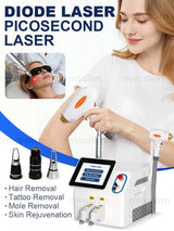 2 IN 1 Diode Laser PicoSecond Laser Machine 808nm 755nm 1064nm Hair Removal Tattoo Removal Skin Rejuvenation Beauty Device