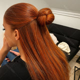 #4/350 Brown Mix Ginger Colored Skunk Stripe 5x5 Lace Front Glueless