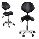 Ergonomic Rolling Saddle Chair Height Adjustable with Wheels and Backrest, Professional Salon Chair for Hair Stylist and Spa