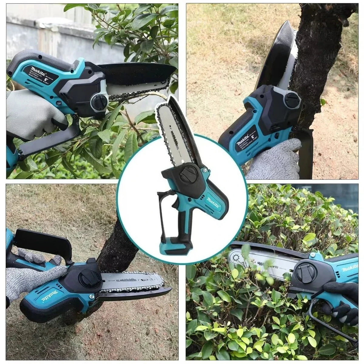 Makita 6 inch Small Handheld Saw Electric Mini Cordless Chainsaw Portable Logging Sawzall Power Tool For Garden Wood Cutting