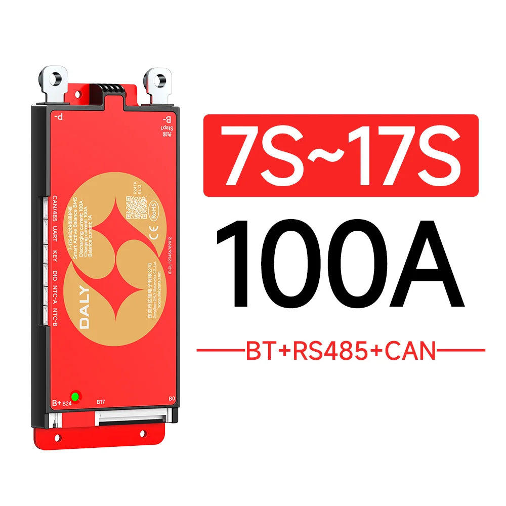 Daly Smart BMSWiFi 4S 12V 8S 24V 16S 48V 40A 100A 150A 200A Active Balance Overcharge/Discharge Protection for Sola/EV with BT