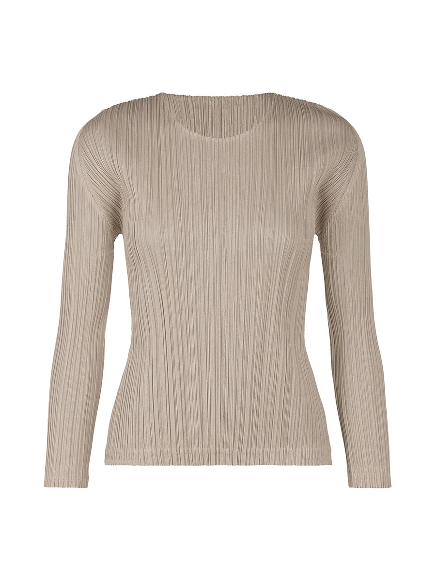 Miyake Pleated Causal Long Sleeve Top Women Classical Pleats Please T-shirt