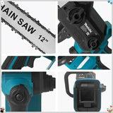 Makita 600W Handheld Brushless Woodworking Chainsaw Power Tool 12-inch Cordless Blue Electric Chainsaw For Makita 18/20V Battery