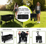 Heavy Duty Foldable Wagon Cart with All-Terrain Wheels, 480LBS Capacity for Gardening Shopping Beach Camping