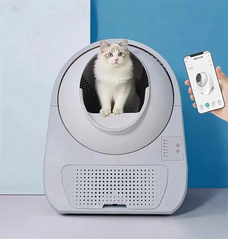 TTSmart Cat Litter Box Fully Enclosed Automatic Cleaning Cat Bedpan Electric Cat Toilet Oversize Odor Splash Proof Cats Litter B