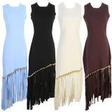 Ele Long Knitted Dr Slim Fit Svel Vintage Tassel Trim Wrap Around Skirt High Waist Silk Tead Lace Summer Dr