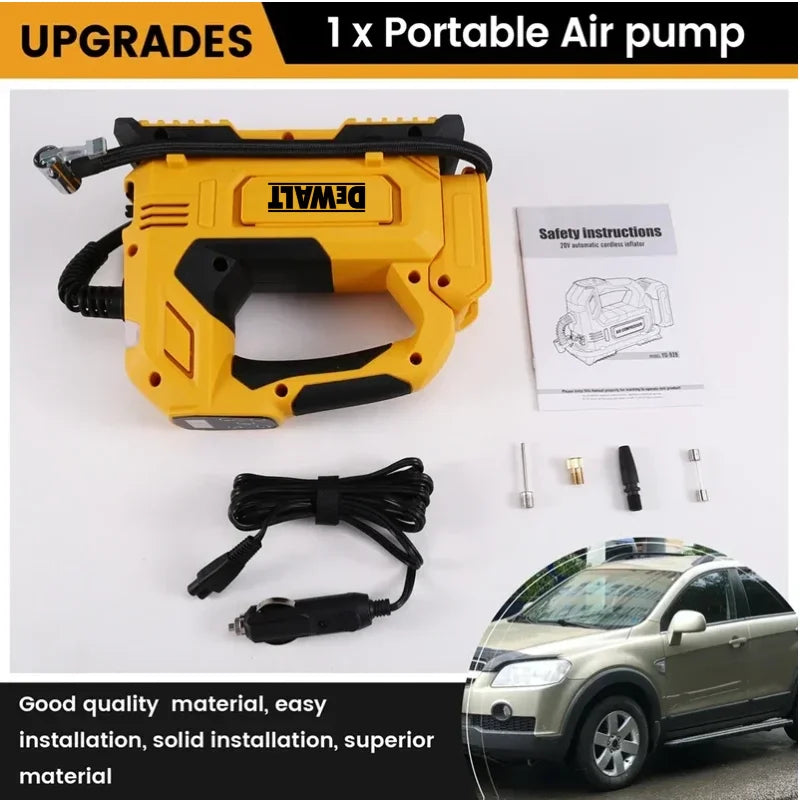 DeWALT 18V 20V Cordless Portable Air Pump Tire Inflator Electric Compressor For Car Motorcycle Bike Rechargeable Power Tool