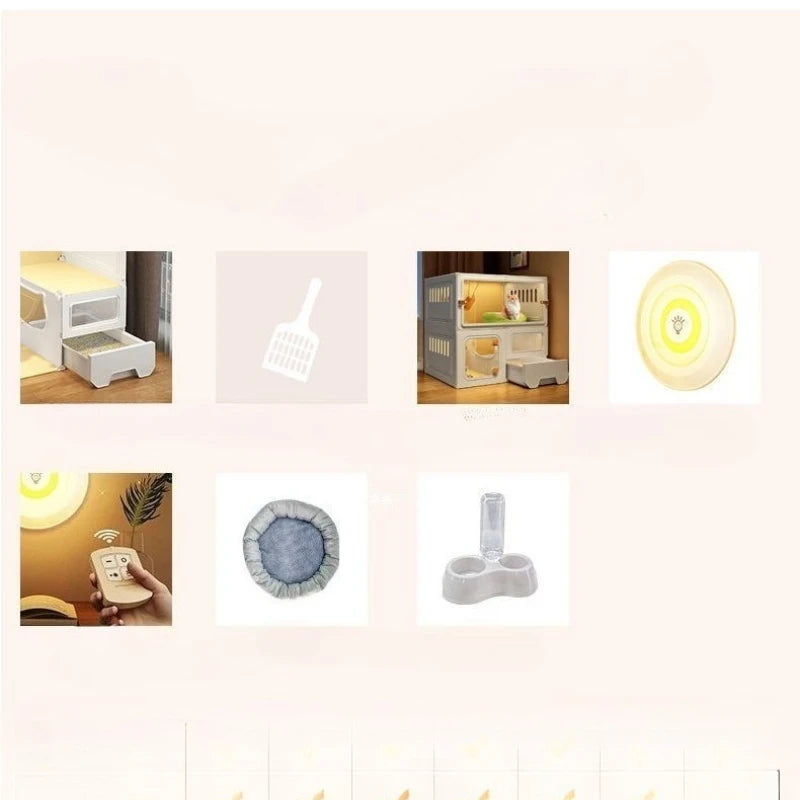 Cat Villa with Toilet Drawer Integrated Dog Cage Indoor Extra Large Space Home Cat Bed and Litter Box Pet Cats Cabinet Dog Nest