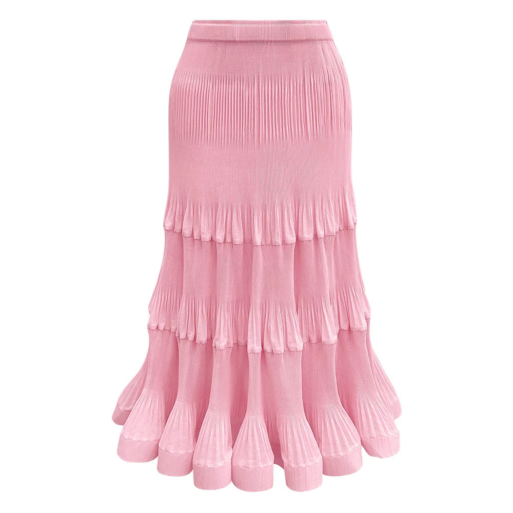Pleated T-Shirt Top 2026 Summer New Ruffled Sleeveless Vest Simple Elegant Fashion Cake Skirt Elegant Women Travel Outfit