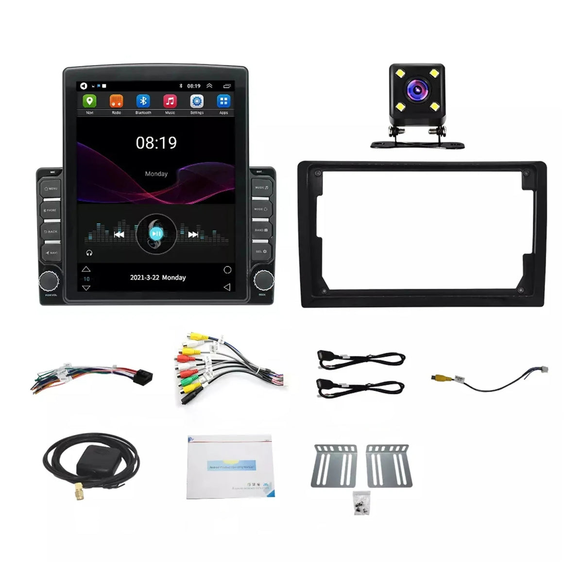 Car Entertainment With Android Double Din Car Stereo Android 13 With 12LED Rearview Android Auto