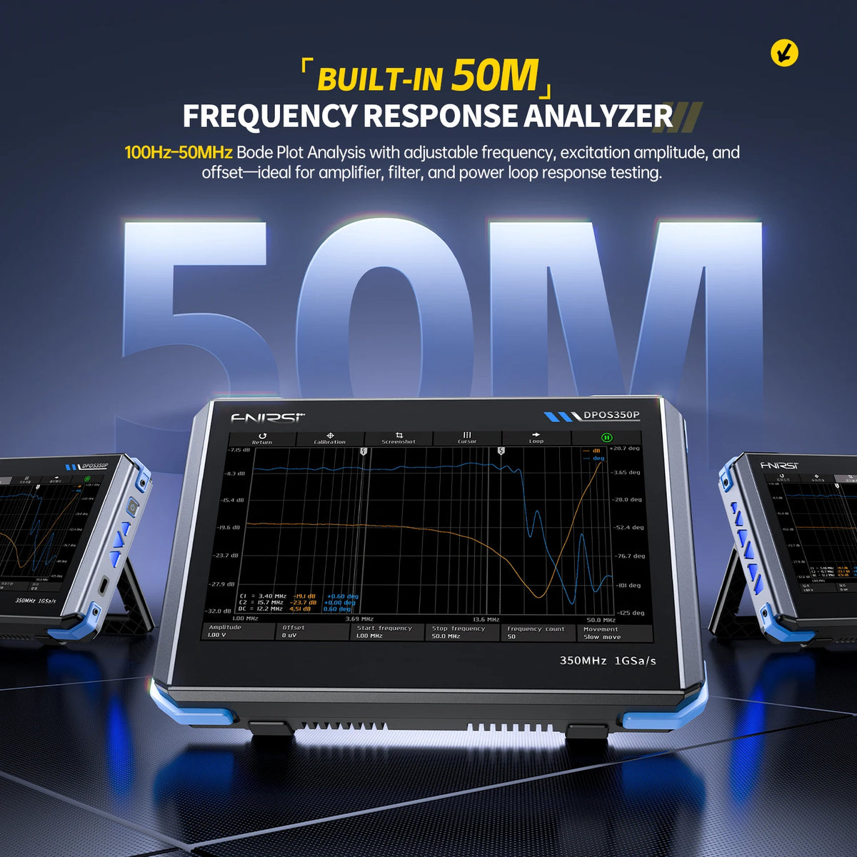 FNIRSI DPOS350P Digital oscilloscope 2CH 350MHz Touch Repair Tool, 4-in-1 Multifunction Workshop Tool