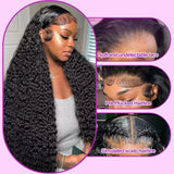 34 Inch Human Hair Water Wave Wig Natural Color 13x6 Frontal Curly Lace