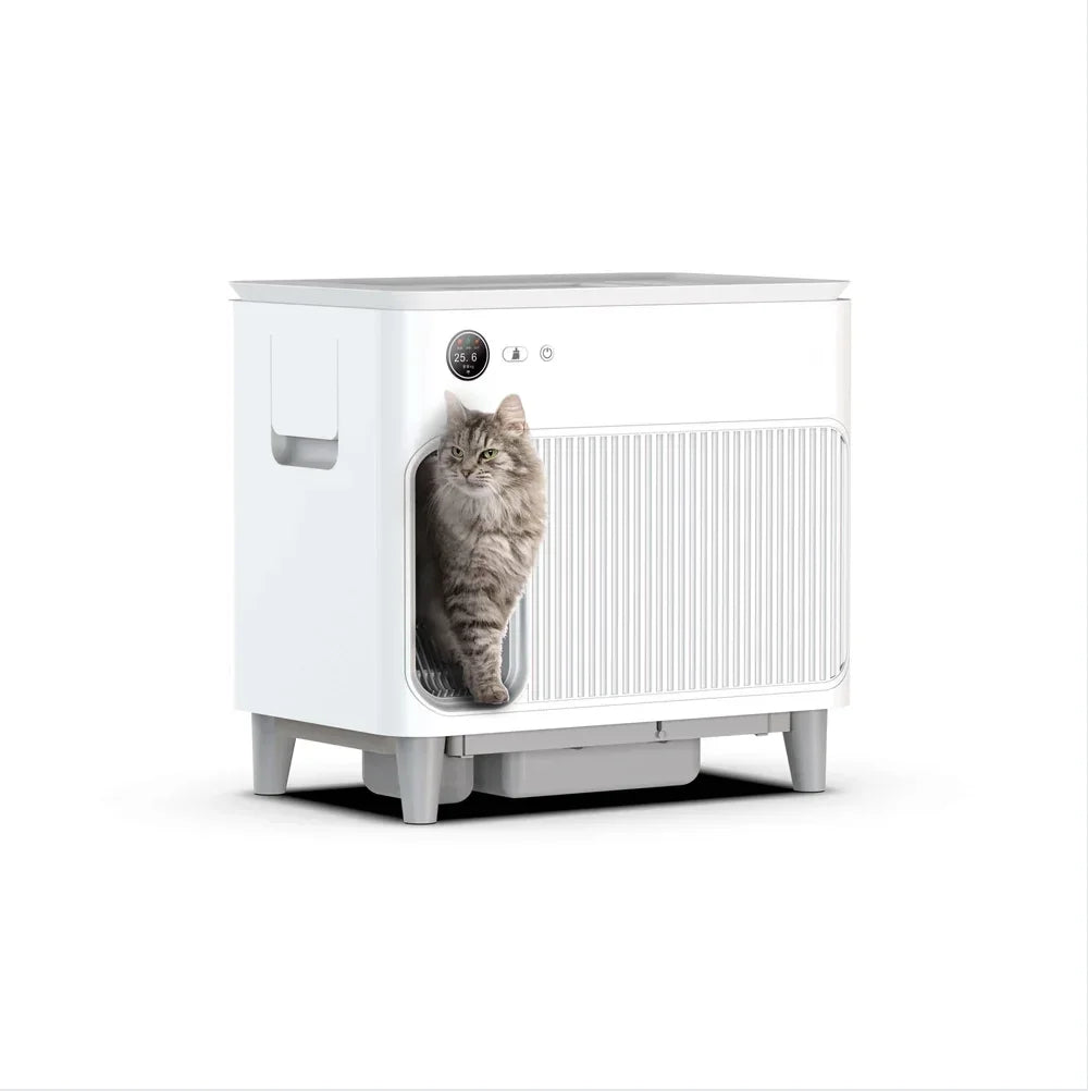 Modern Large Capacity Automatic Self-Cleaning Cat Box Odor-Free Plastic Kitty Tray Smart Easy Clean for Multi-Cats Family