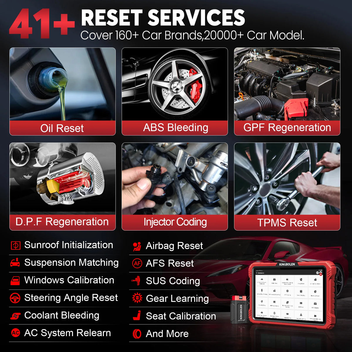 KINGBOLEN K10 PRO ELITE OBD2 Scanner ECU Coding 40+ Service CANFD FCA All System Diagnostic Tool Active Test 2 Year Free Update