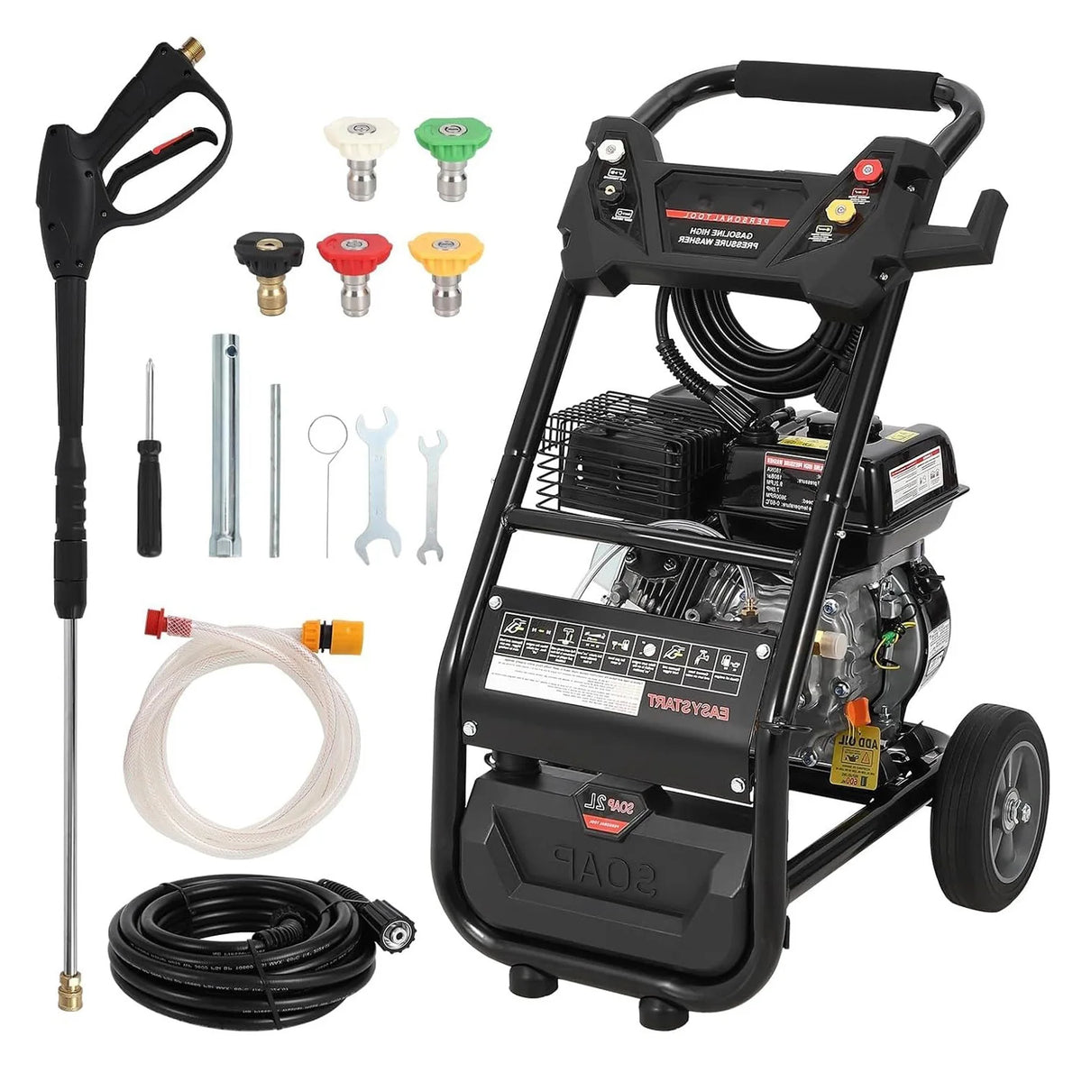 Gas Pressure Washer 3600PSI, 2.6GPM Gas Power Washer, High Pressure Wash Machine with Spray Gun,Hose&5 Quick Nozzle for Cleaning