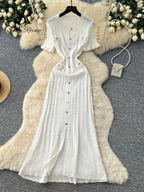 SINGREINY Summer Striped Knitted Long Dress Fashion Office Lady Split Beach Sundress High Quality Luxury Wedding Guest Dress
