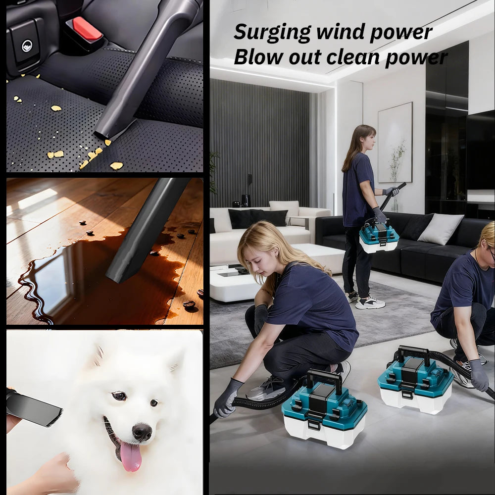 Brushless Vacuum Cleaner Lithium Battery-Powered Dust Extractor Vacuum with Carrying Strap Cordless Wet&Dry Vacuum for Makita