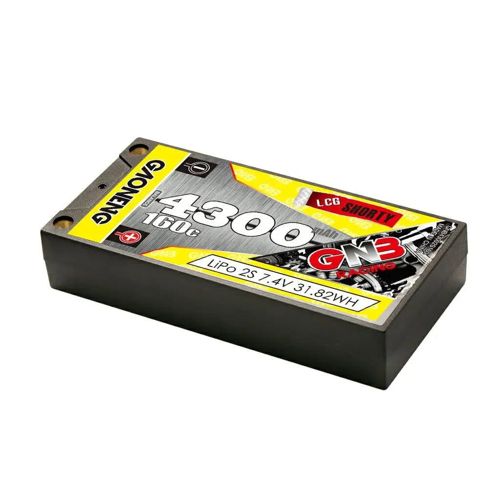 GAONENG GNB 4300mAh 2S 7.4V 160C/320C Low Profile Hardcase Super SHORTY LiPo Battery 5.0mm Deans XT60 Plug For RC Car 1/12 1:10