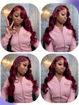 99j Burgundy Lace Front Human Hair Wig Body Wave 13x6 HD Lace Frontal